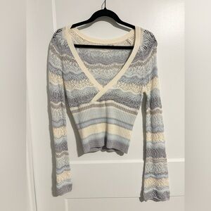 Kimchi Blue Soft Knit Sweater in Cream, Blue and Gray